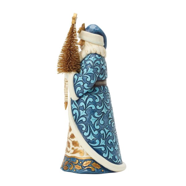 Blauw-gouden kerstman met gouden sisalboom - Heartwood Creek