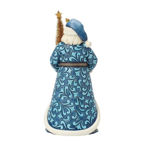 Blauw-gouden kerstman met gouden sisalboom - Heartwood Creek