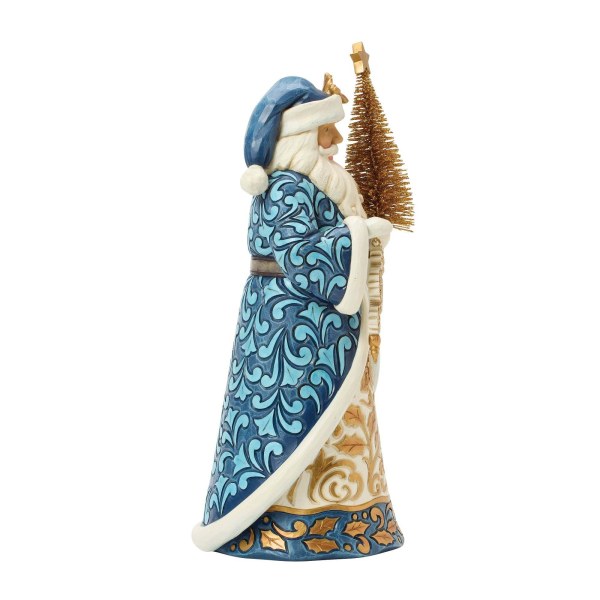Blauw-gouden kerstman met gouden sisalboom - Heartwood Creek