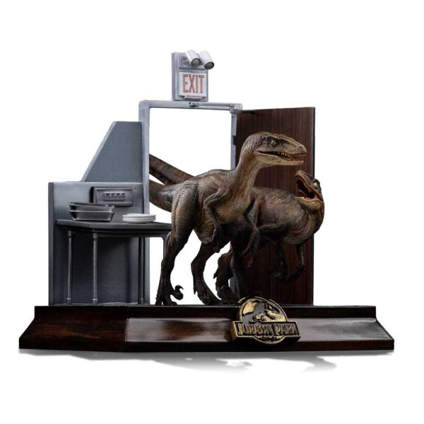 Art Scale Raptors voor de keukendeur 28 cm - Iron Studios Jurassic Park
