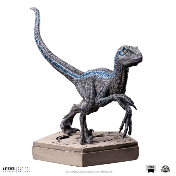 Jurassic World Icons beeldje Velociraptor Blauw 9 cm
