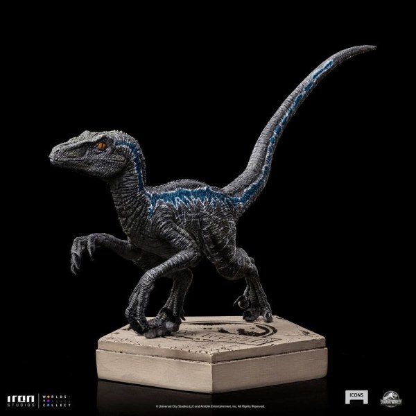 Jurassic World Icons beeldje Velociraptor Blauw 9 cm