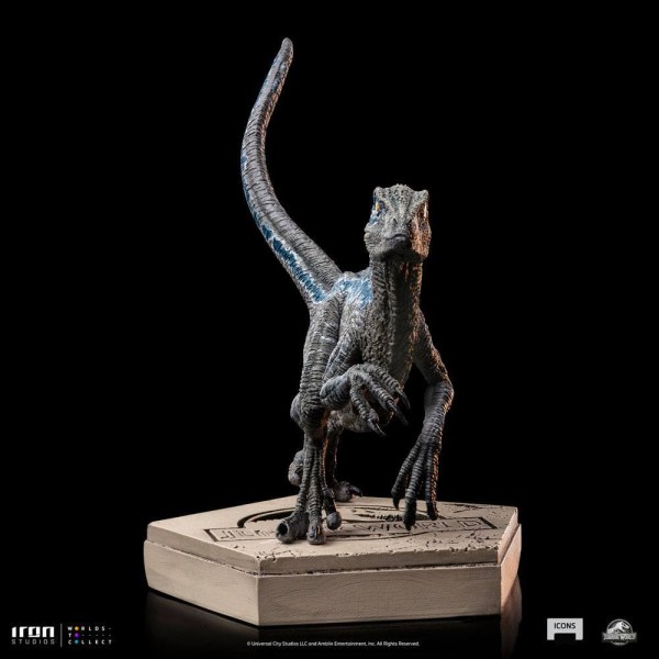 Jurassic World Icons beeldje Velociraptor Blauw 9 cm