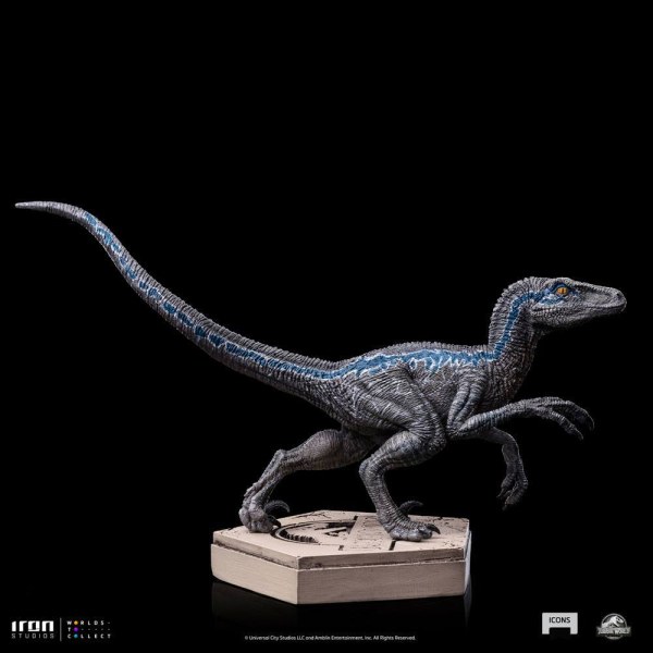 Jurassic World Icons beeldje Velociraptor Blauw 9 cm