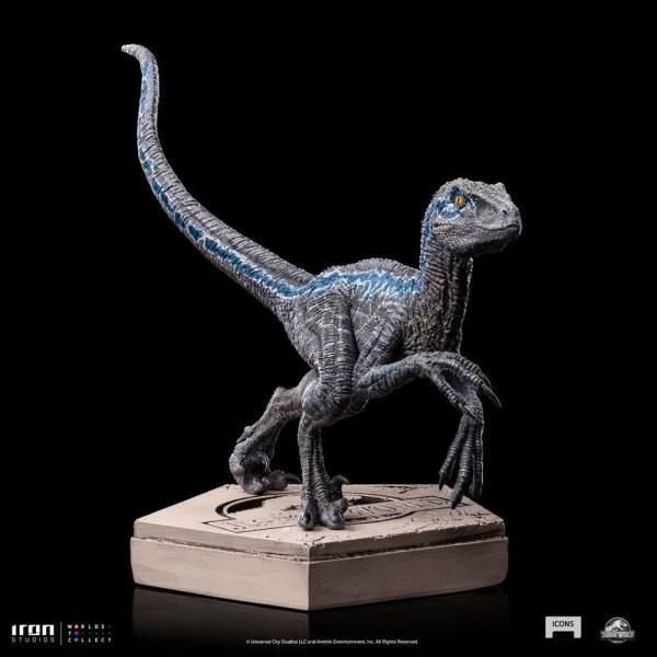 Jurassic World Icons beeldje Velociraptor Blauw 9 cm