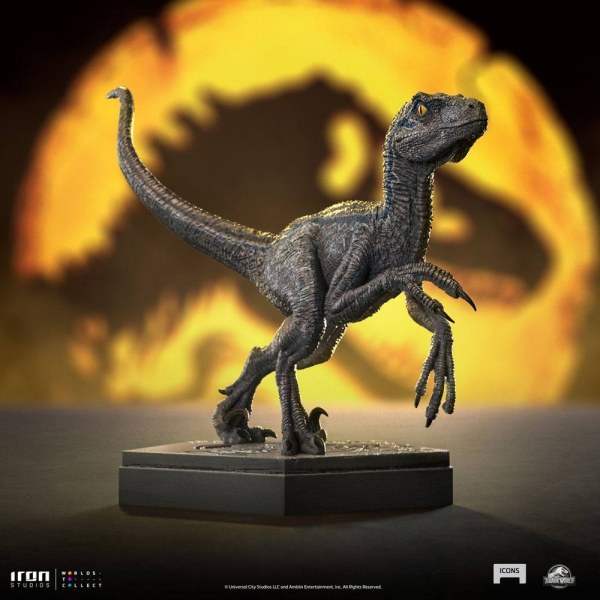 Jurassic World Icons beeldje Velociraptor Blauw 9 cm