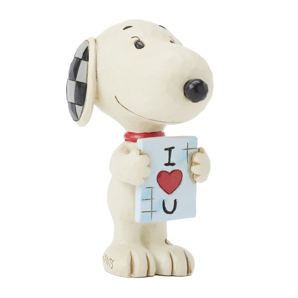 SNOOPY MET BORDJE 'IK HOU VAN JOU' MINI FIGUURTJE - PEANUTS
