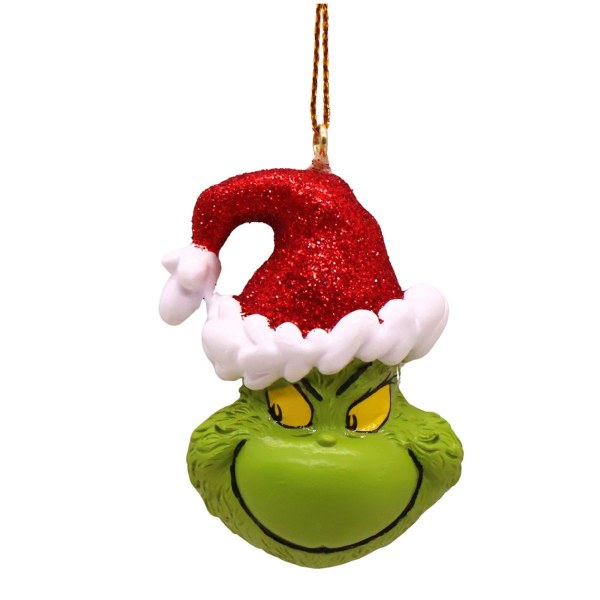 3D The Grinch Ornament met kerstmuts (Blij)