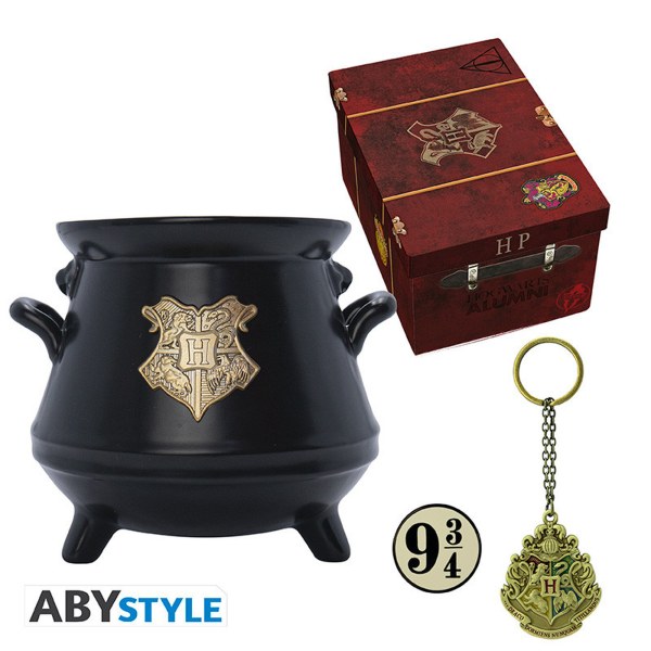 HARRY POTTER - Premium pakket 3D Mok + 3D Sleutelhanger + Hogwarts Koffer Pin