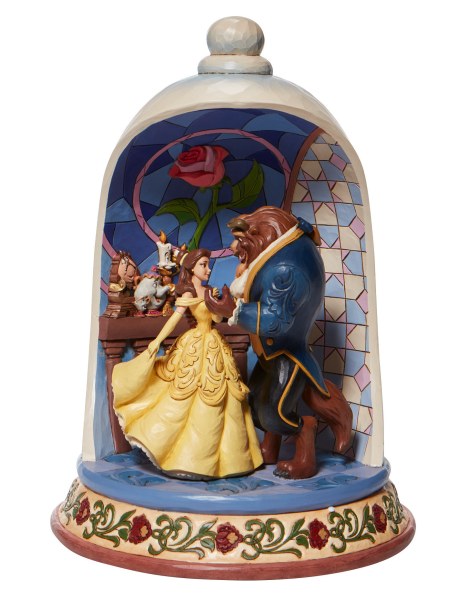 SCHOONHEID EN HET BEEST ROZE DIORAMA - DISNEY TRADITIONS