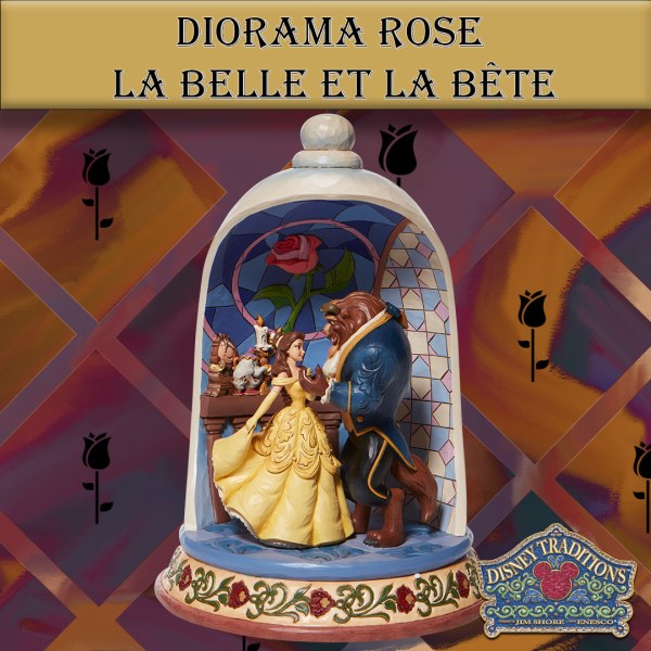 SCHOONHEID EN HET BEEST ROZE DIORAMA - DISNEY TRADITIONS