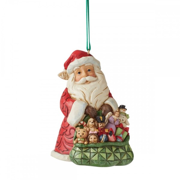 ORNAMENT KERSTMAN MET ZIJN SPEELGOEDKAP - JIM SHORE HEARTWOOD CREEK