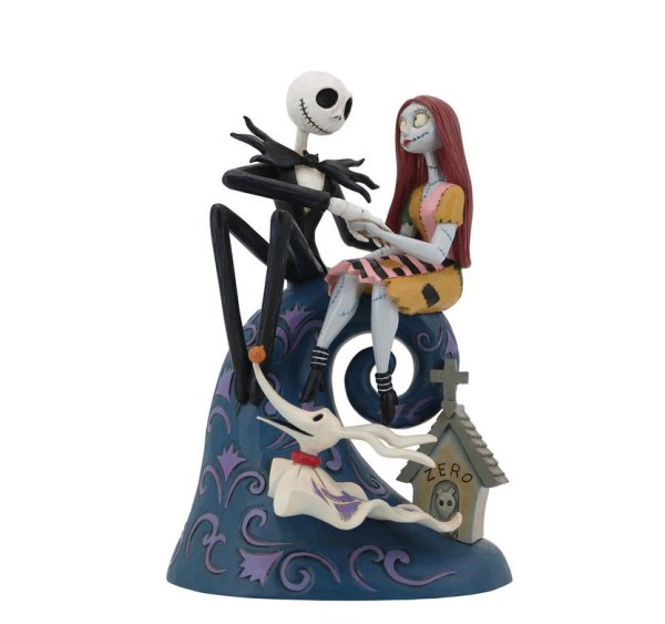 MR JACK SALLY & ZERO ON THE HILL - DE NIGHTMARE BEFORE CHRISTMAS - DISNEY TRADITIONS