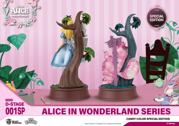 PAKKET 2 BEELDJES ALICE IN WONDERLAND CANDY COLOR SPECIAL EDITION - MINI DISNEY D-STAGE
