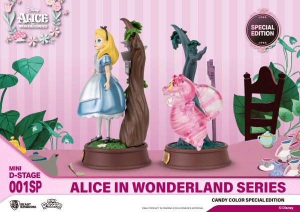 PAKKET 2 BEELDJES ALICE IN WONDERLAND CANDY COLOR SPECIAL EDITION - MINI DISNEY D-STAGE
