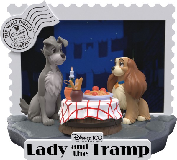 DIORAMA LADY EN DE VAGEBOND - DISNEY 100E VERJAARDAG D-STAGE