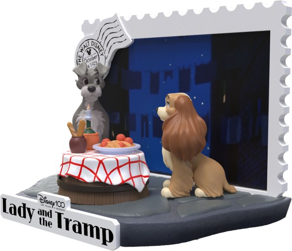 DIORAMA LADY EN DE VAGEBOND - DISNEY 100E VERJAARDAG D-STAGE