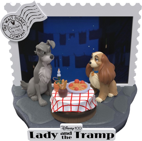 DIORAMA LADY EN DE VAGEBOND - DISNEY 100E VERJAARDAG D-STAGE