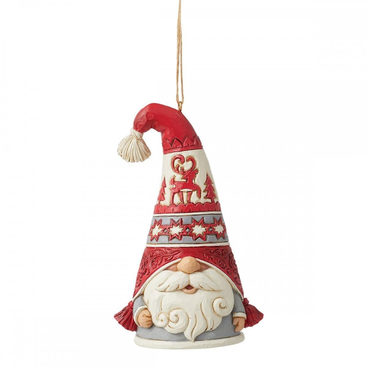 NORDIC KERSTMIS ORNAMENT HANGENDE HANGER MET POMPOM HOED - JIM SHORE HEARTWOOD CREEK